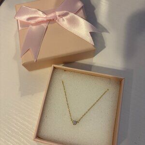 Dainty Bezel Set Solitaire Diamond Gold Necklace